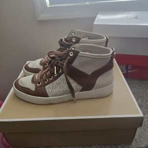 Michael Kors Brown and Cream High-Top Sneakers